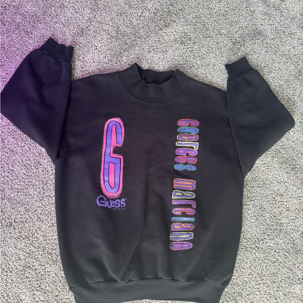 Guess Black Sweatshirt with Colorful Logo